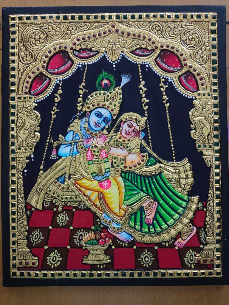 Radha Krishna Tanjore Painting
